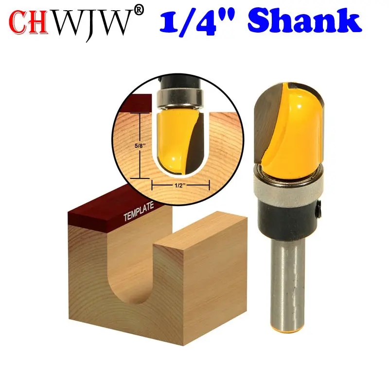 1pc 1/4" Shank Round Nose Plunge Router Bit Shank Bearing 1/2"W x 5/8"H