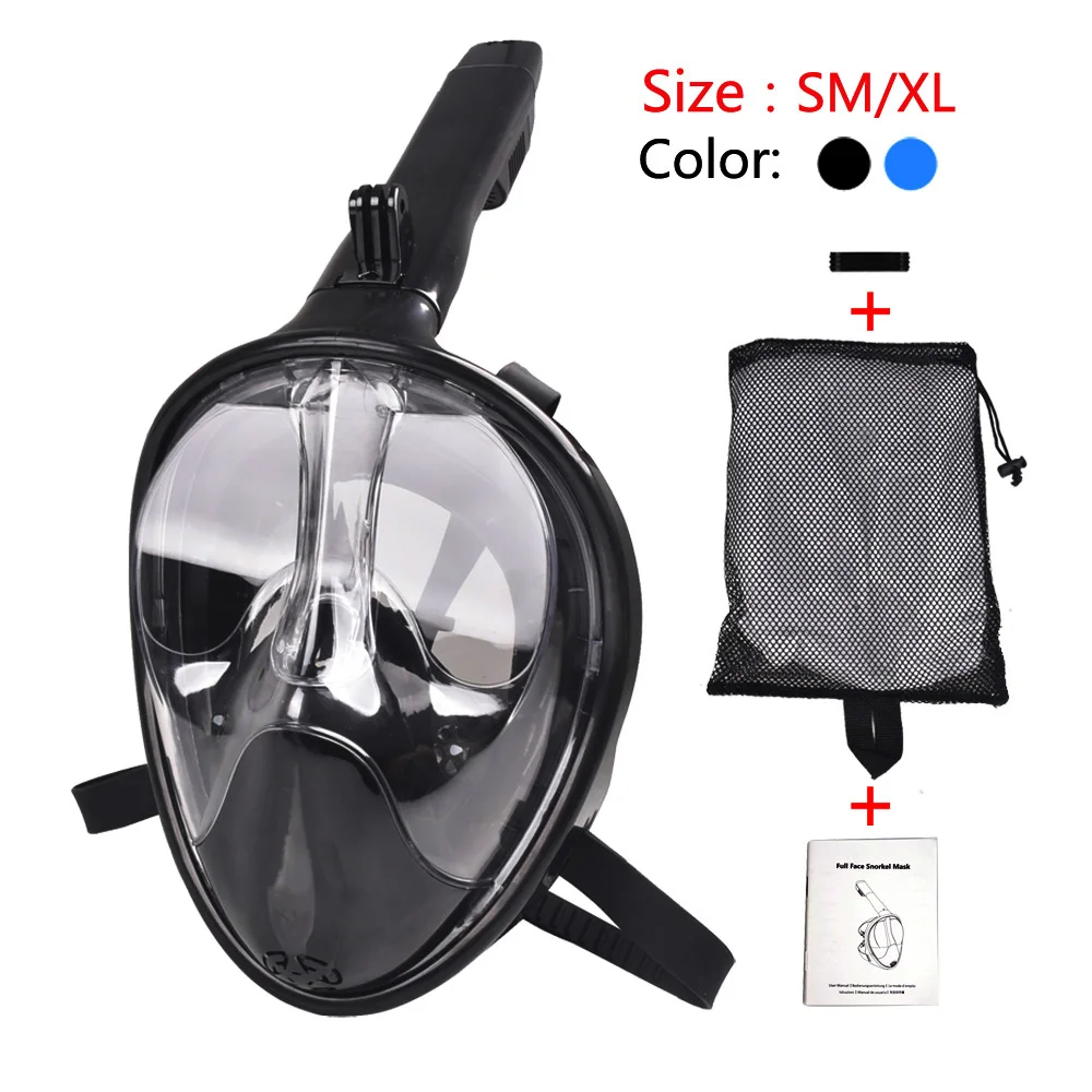 

2019 New Foldable Full Face Snorkeling Mask Scuba Diving Mask Underwater Set 180 Degree view For Gopro Camera Swimming Masque