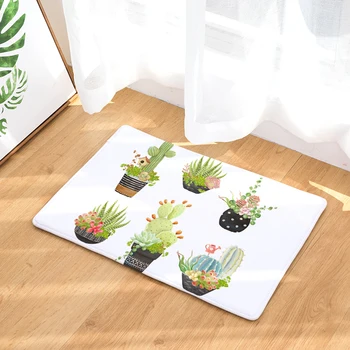 

Nordic INS style printed door mat Green plant cartoon carpet plant mat bedroom door bed covered with blanket