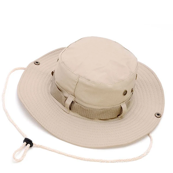 Benni Cap Hat Big Brim Round Hat Solid Color or Camouflage Men and Women Outdoor Mountaineering Fisherman Hat Visor Double Sided - Color: Beige