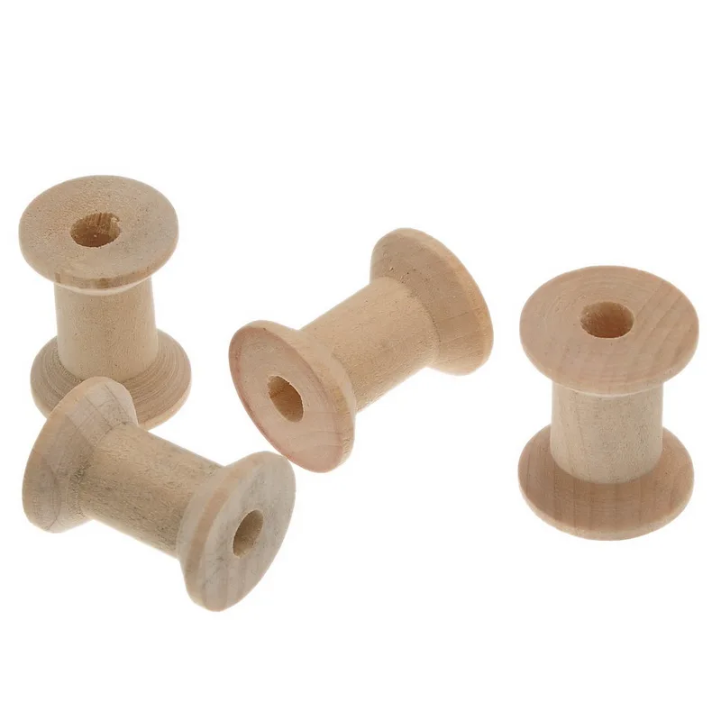 

50Pcs Natural Color Wooden Wood Empty Thread Spools Craft Scrapbooking Findings 29x23mm