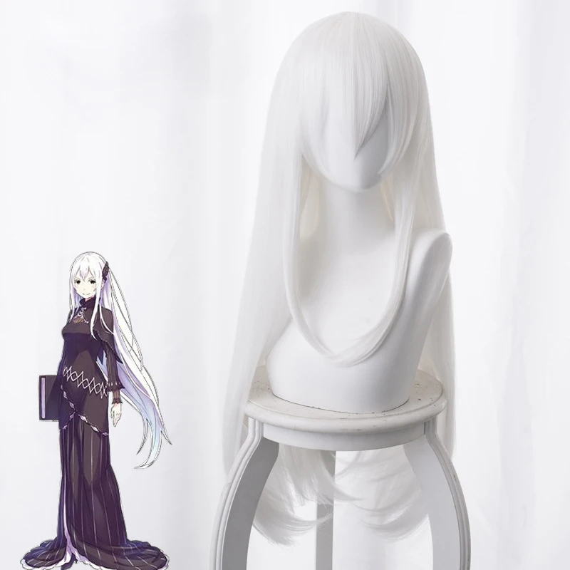 

Re:zero kara hajimeru isekai seikatsu Cosplay Hair Echidna Cosplay Headwear 80CM White Heat Resistant Synthetic Hair Perucas