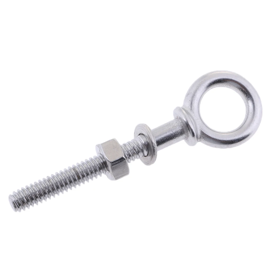 304 Stainless Steel Long Lifting Eye Bolt with Nut and Washer Marine Hardware M4 x 40mm Dropshipping