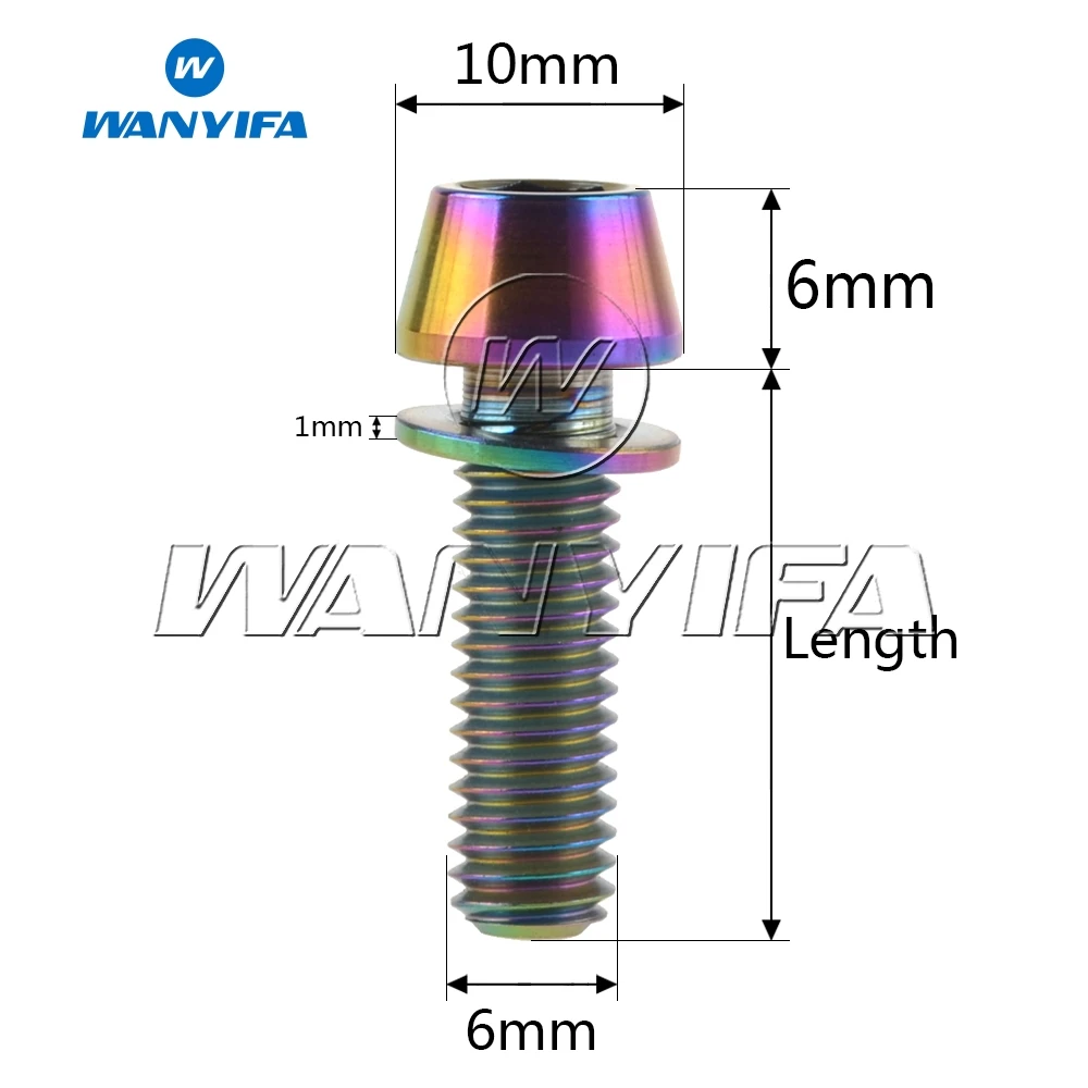 Титановый "Wanyifa" болты M6x16 18 20mm конические шестигранный винт с кольцом болт дискового тормоза винт велосипедный