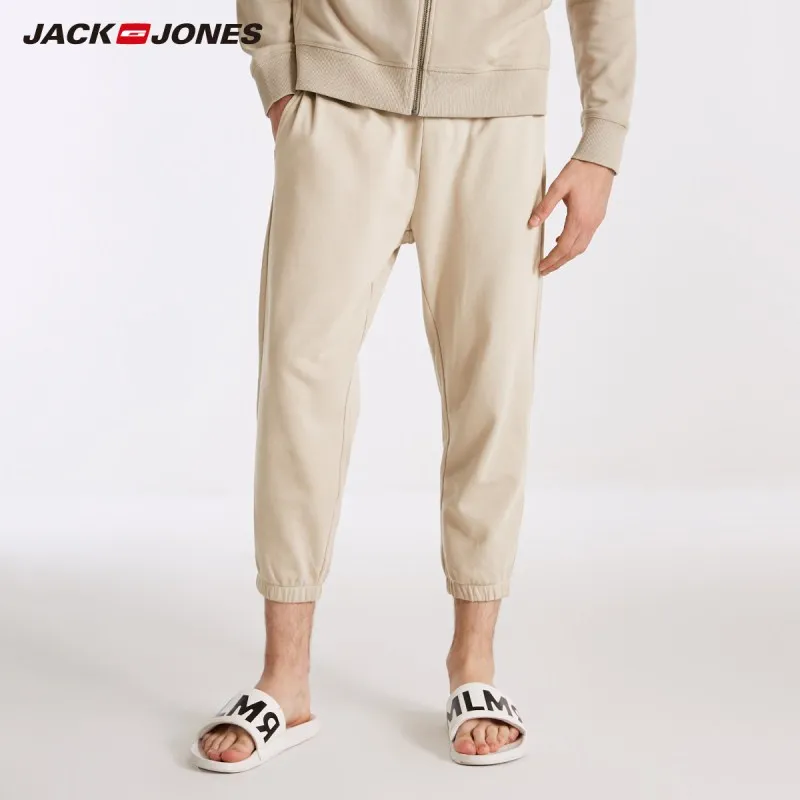 JackJones мужские хлопковые повседневные штаны с завязкой для сна мужские пижамы штаны для сна пижамные штаны E | 2183HC504 - Цвет: Khaki