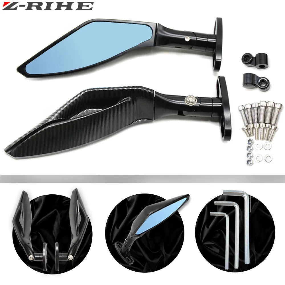 Motorcycle carbon fiber Rearview Mirror Racing Sport Bike Back Side