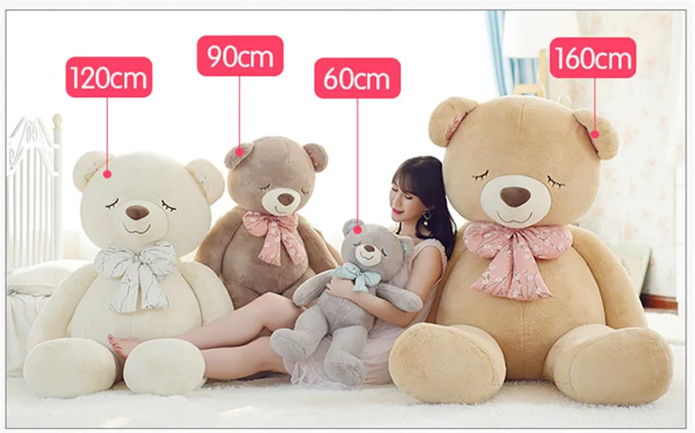 Fancytrader Soft Jumbo Teddy Bear Doll Giant Stuffed Sleeping Face Bear with Bow Plush Toys17