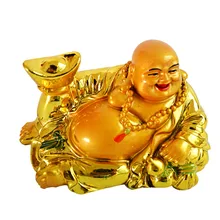 Free shipping Wealth YuanBao Happy Laughing Maitreya Buddha Statue Statue Feng Shui Figurine AA174