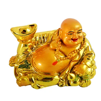 

Free shipping Wealth YuanBao Happy Laughing Maitreya Buddha Statue Statue Feng Shui Figurine AA174