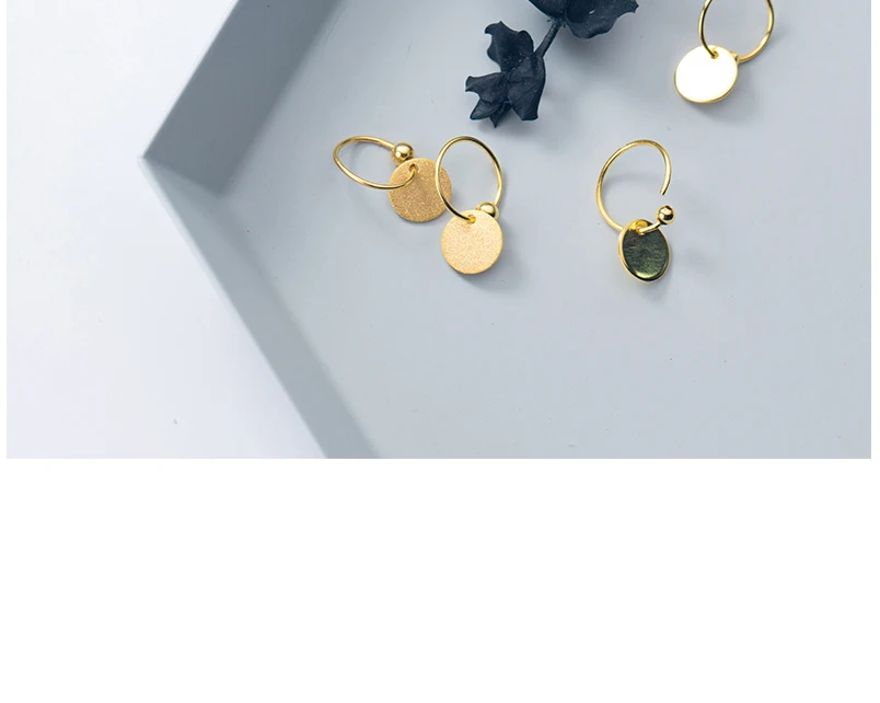 Exquisited 925 Sterling Silver Gold Color Small Hoop Earrings for Women Oval Coin Disc Minimalist Ear Piercing Huggie Earrings (10)