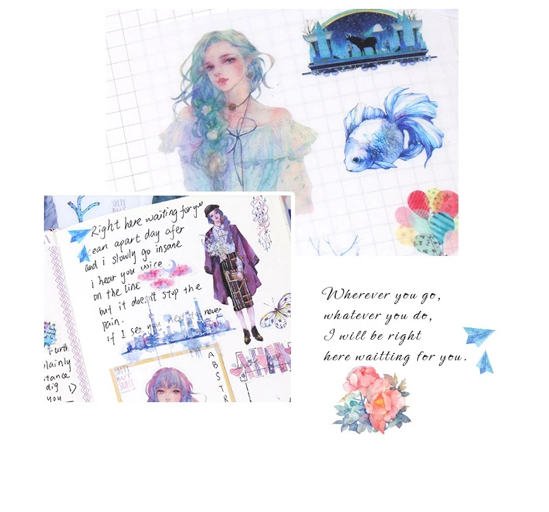 Girl Cartoon Stickers Anime Cute Kawaii Sticker Mobile Phone Book Gift DIY Ablum Diary Scrapbooking decoration label Stickers