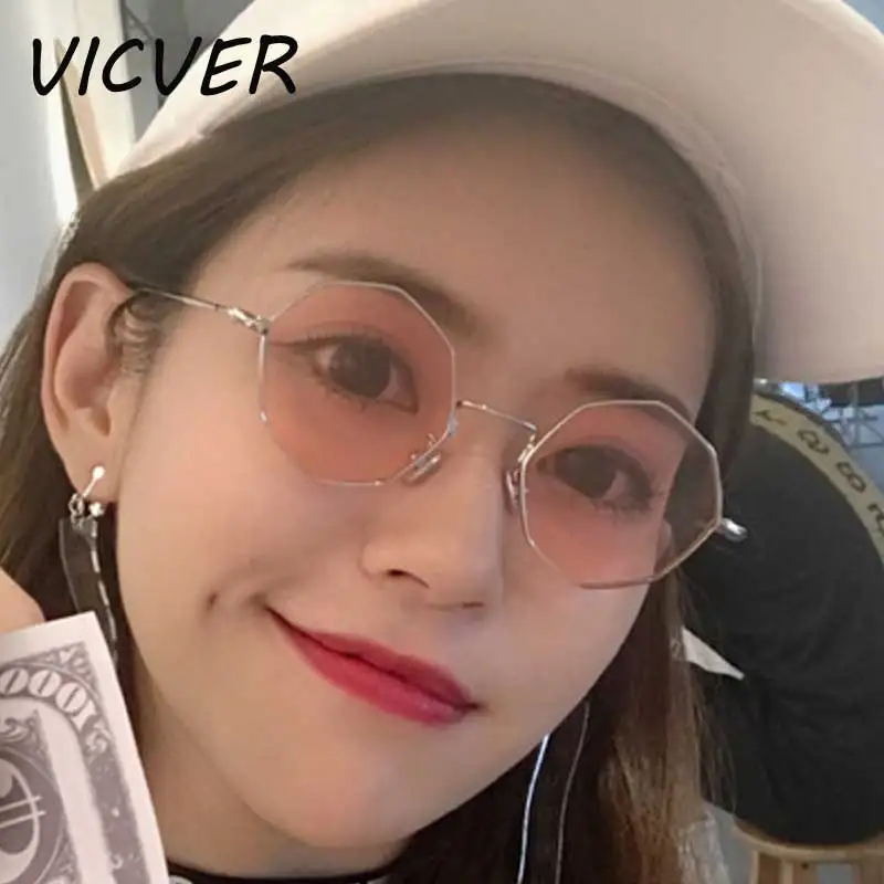 

Octagon Sunglasses Women Brand Designer Clear Yellow Lens Polygon Glasses New Vintage Alloy Sun glasses for Men Retro Shades
