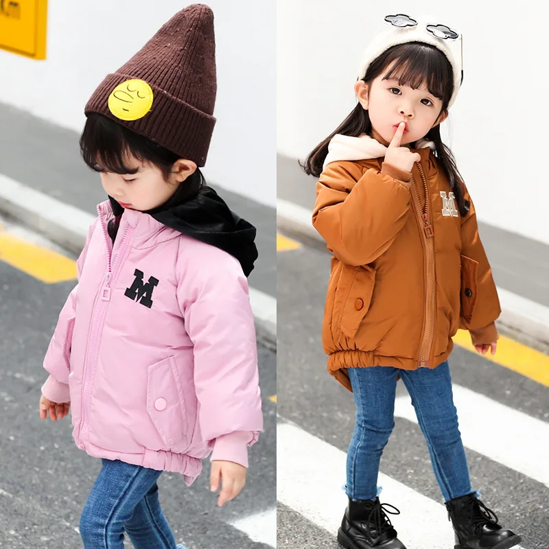 

Baby Girl Children Kids Warm Parka Snowsuit Down Cotton Pad Clothes Girl Casual Detachable Cap Coat Jacket Boys Winter Coat