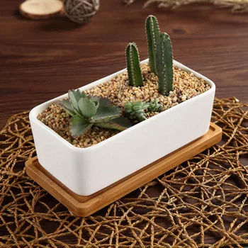 

Modern Minimalist Rectangle Design flowerpot for Cactus succulent planter bonsai Porcelain Desktop Flower Pot Home Decor