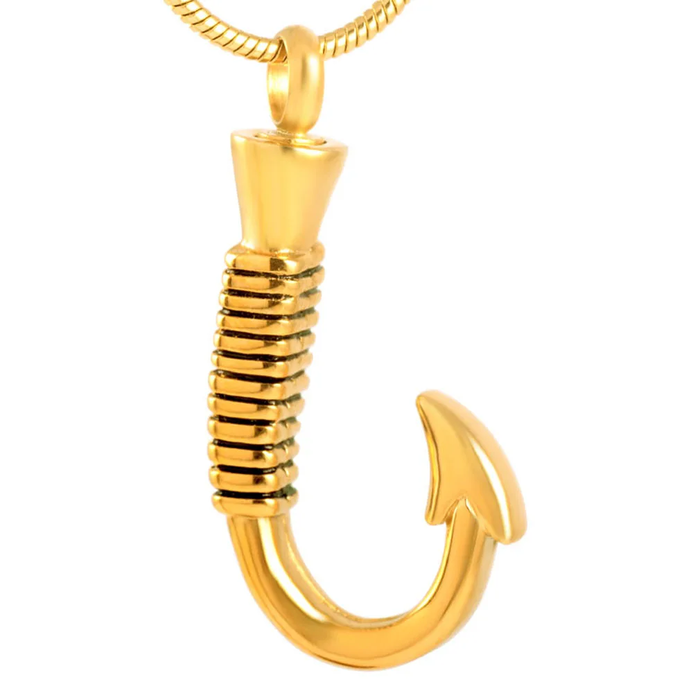 CMJ8423 Silver /Gold/Rose Gold Fish Hook Unique Urn Necklace Memorial