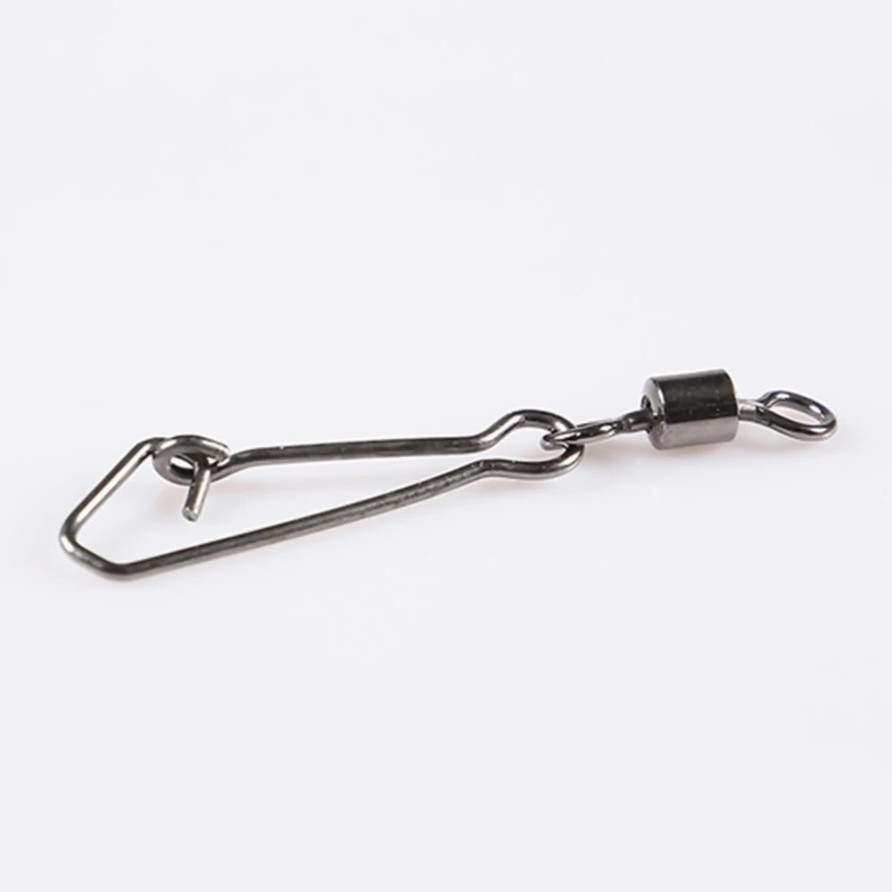 50pcs/lot Stainless Steel Fishing Bearing MS+QL Swivels Interlock Rolling Swivel with Hooked Snap Fishing Hook Connector Tackle