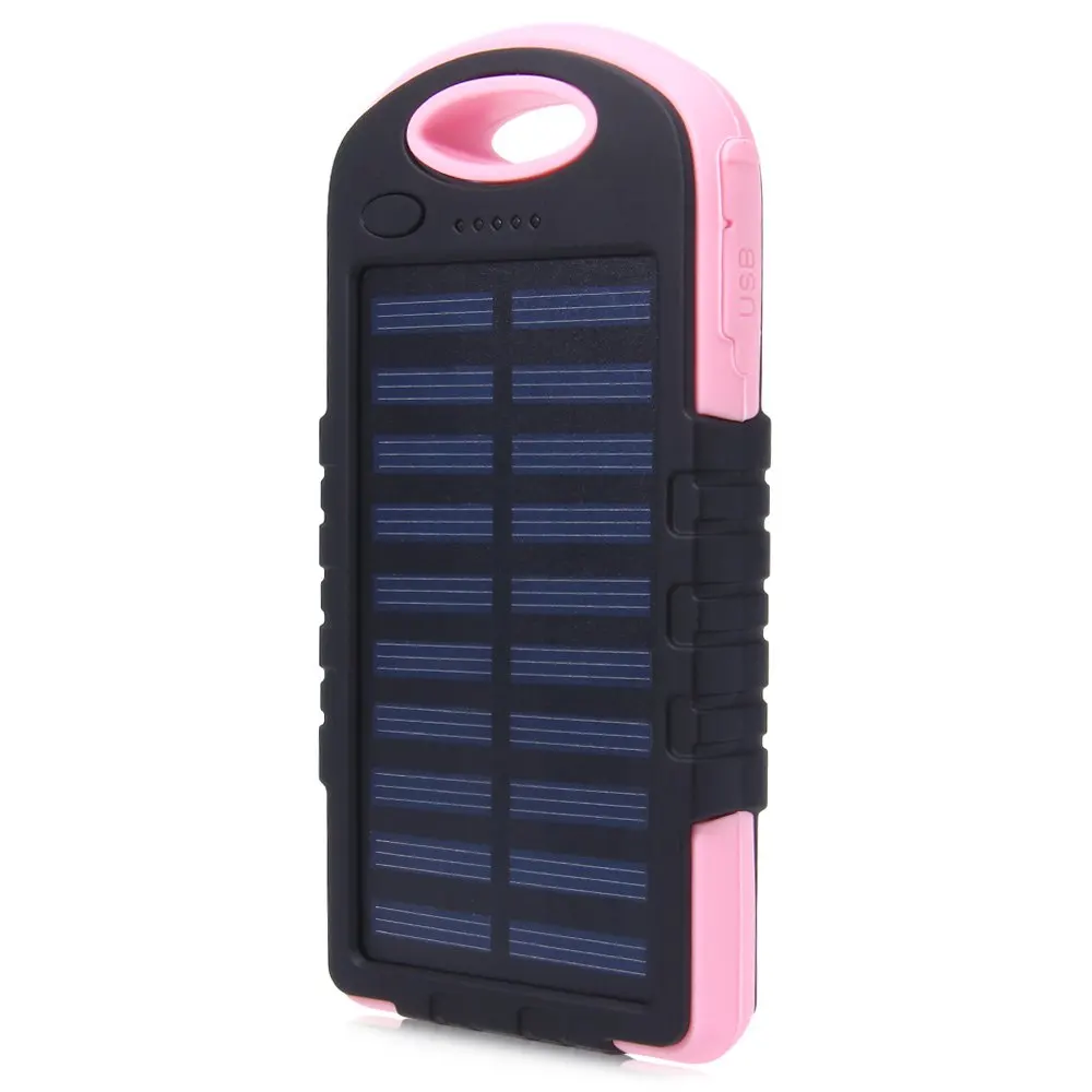 8000mAh Solar Panel Power Bank Built-in LED Flashlight Dual USB Output Power Pack Portable Li-polymer Battery Power Supply