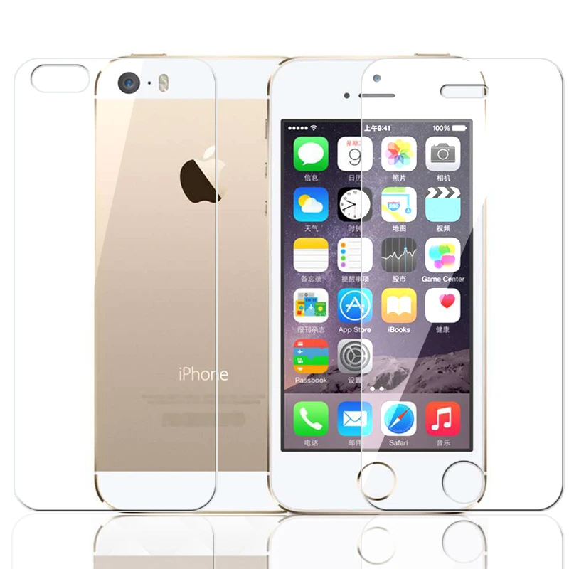 

Front LCD Screen Protector Back Cover trasparente Tempered Glass Protective HD Film Shield For apple iphone 5 5s se Accessories
