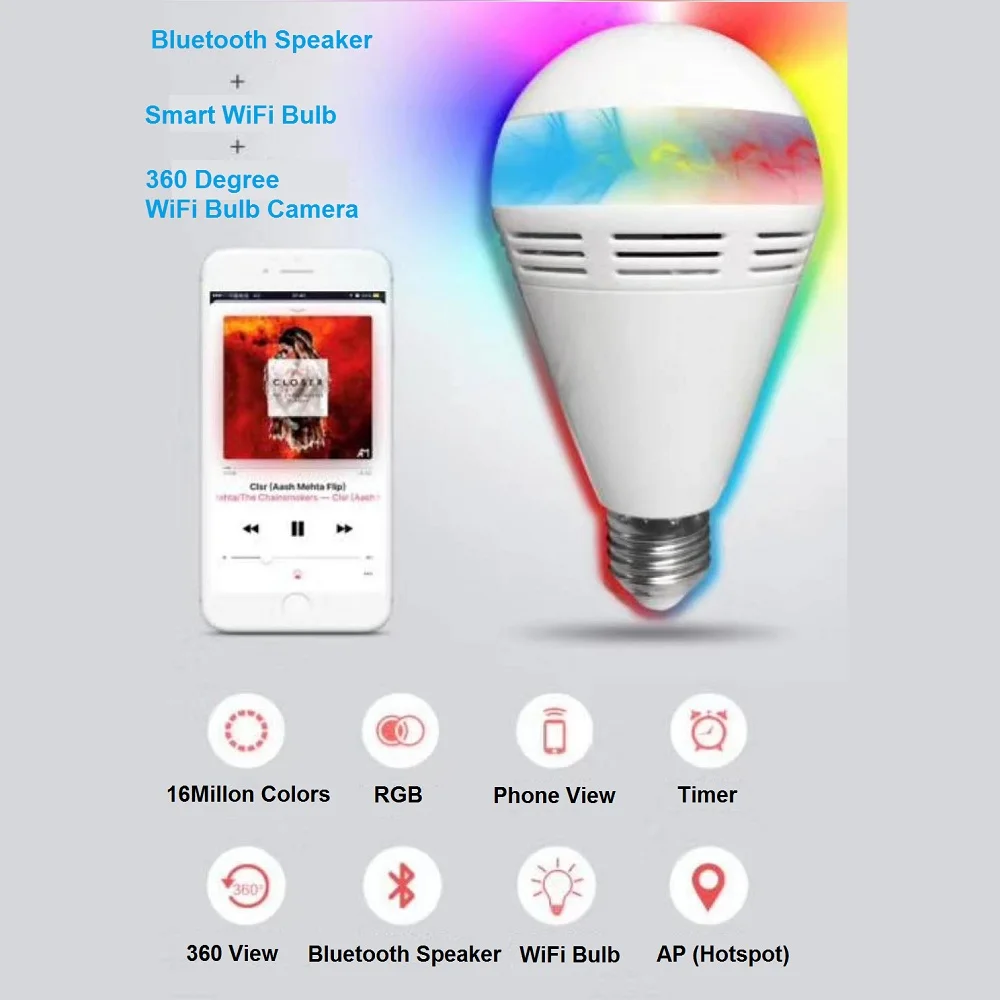 wifi bulb +speaker+camera
