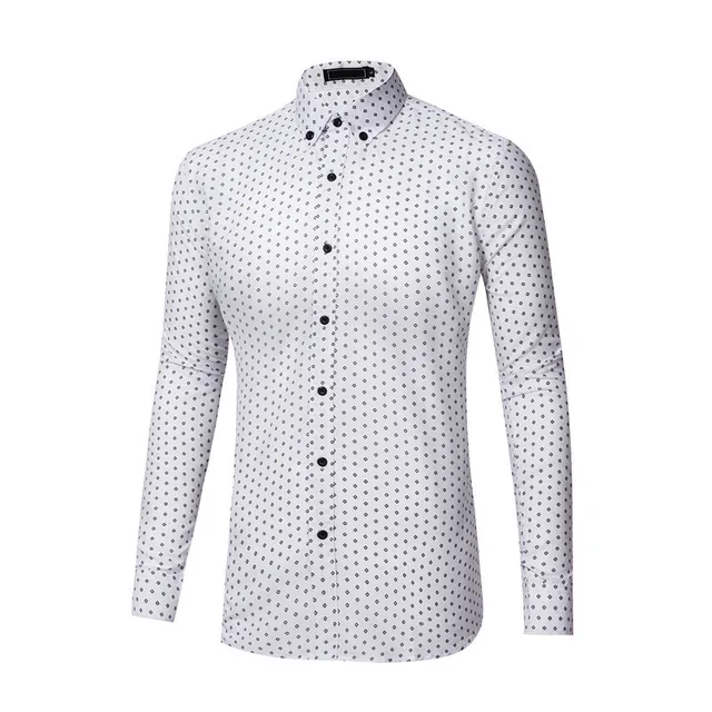 Men's Business Elite Shirts 2016 Spring New Arrival Fashion Printing Casual Slim Fit Breathable