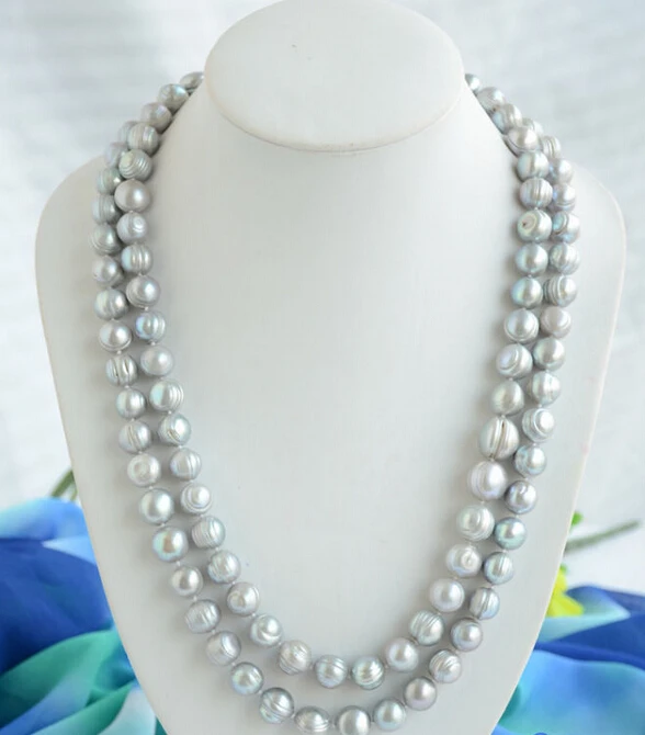 

song voge gem nanJ0659 almost round gray screw thread freshwater pearl necklace