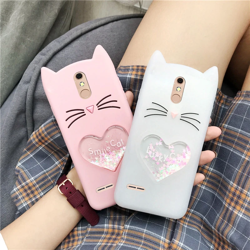 

3D Silicon quicksand Cat Cartoon Case For LG G7 Case LG Stylus 3 Stylo 3 K10 Pro LS777 K4 K8 K10 2017 M250N X400 K20 Plus Fundas