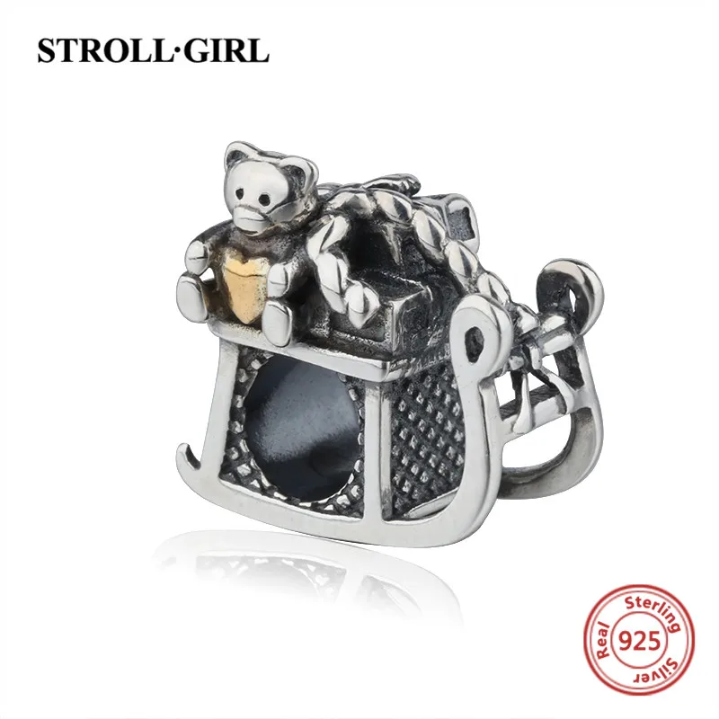 

Real sterling silver 925 beads lovely bear oxidation charms fit authentic European bracelet DIY jewelry making for women gift