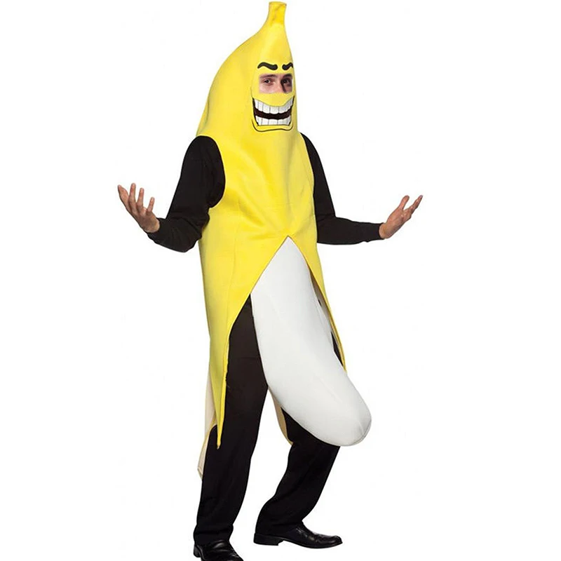 Забавный Милый Карнавальный костюм для вечеринки, костюм «банан» на Хэллоуин, комбинезон, Карнавальная одежда, танцевальная одежда для взрослых