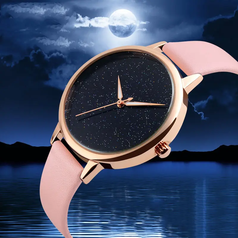 

Fashion Star Analog Watch Women Girl Unique Blooming Glitter Dial Casual Watch