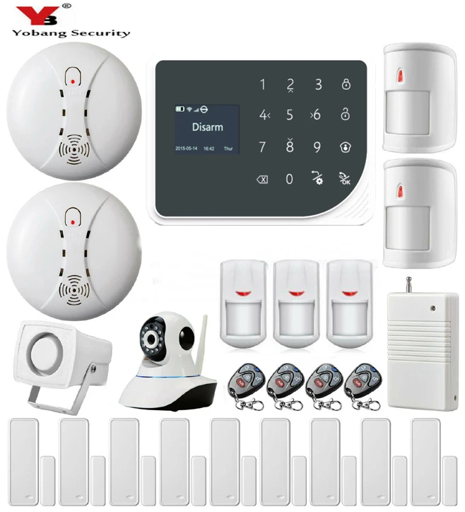 

YoBang Security Wireless WIFI GSM Alarm System IP Video Camera Home Security SMS Call Application Netherland Russian English