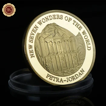 

WR Jordan Petra Quality 24k Gold Plated Metal Coin Christmas Gifts Seven Wonders Design Custom Golden Challenge Coin