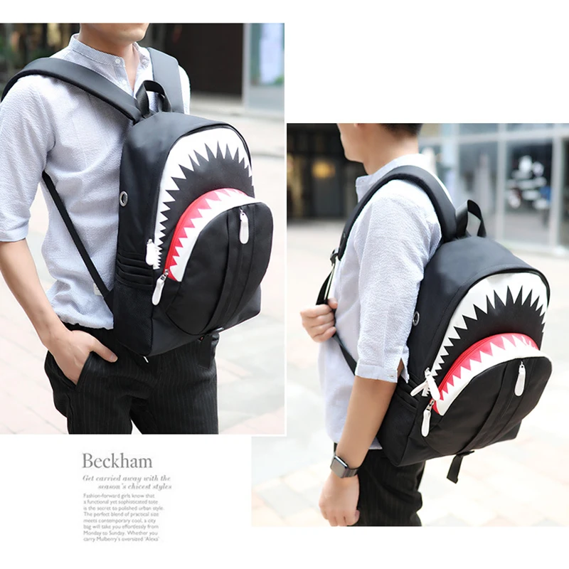 Fashion Luminous Student School Bags USB Charging Men's Shark School Backpacks Chest Bag Teenager Boy Girls Travel Women Mochila