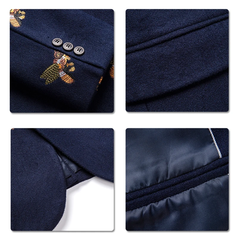 Мужской пиджак с вышивкой YUNCLOS повседневный приталенный для свадебных торжеств и