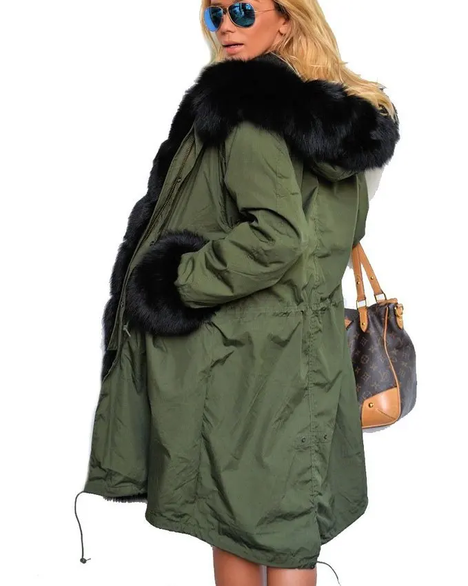 Épais Capuchon khaki Fausse Longs Manteaux Femmes Ayunsue Européenne Fourrure À 2018 Ouatée Femme Amy balck Chaude Vente Grean Outwear Luxueux Veste Parkas Chaud Lx294 wAqfx7Zwg