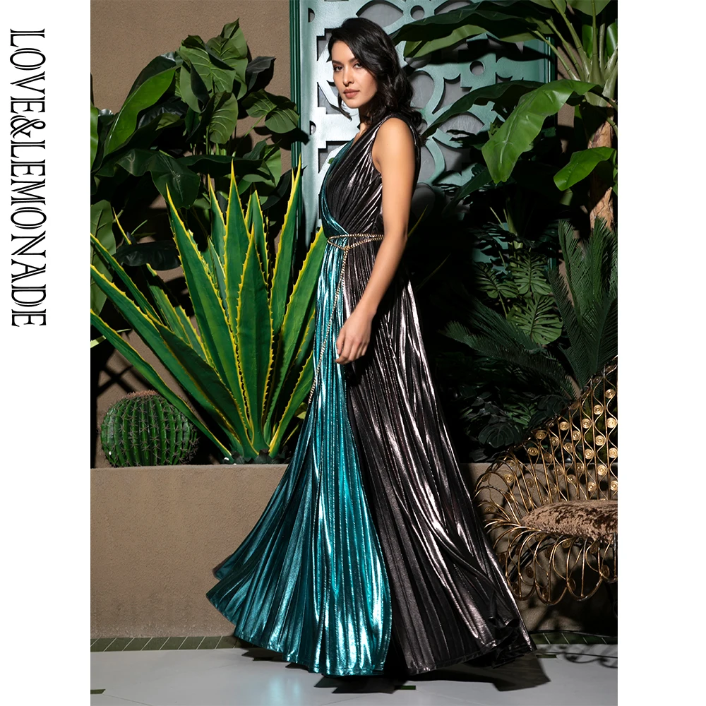 LOVE&LEMONADE Silver And Green Sexy Deep V