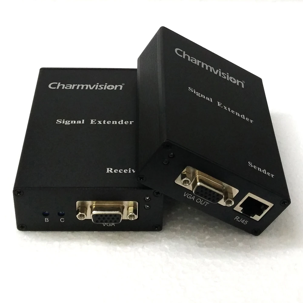 

Charmvision EV300HR 300 meters Audio VGA extender with 3.5mm AUX outport sharpness brightness adjustable via UTP STP cat5e cable