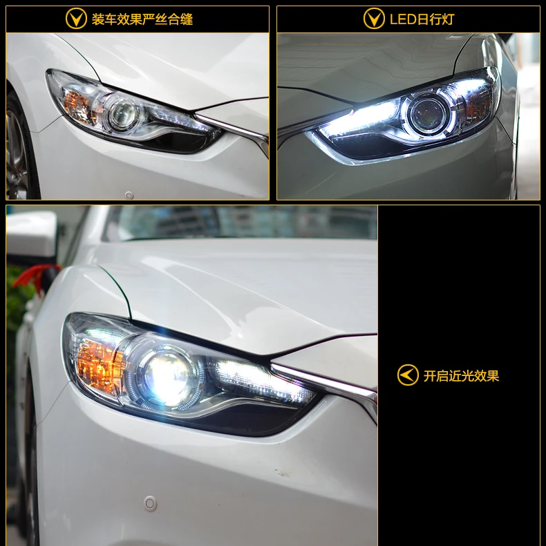 Hireno фары для 2013- Mazda 6 Mazda6 Atenza передних фар сборки светодиодный DRL ангел объектив двойной луч HID ксеноновые 2 шт