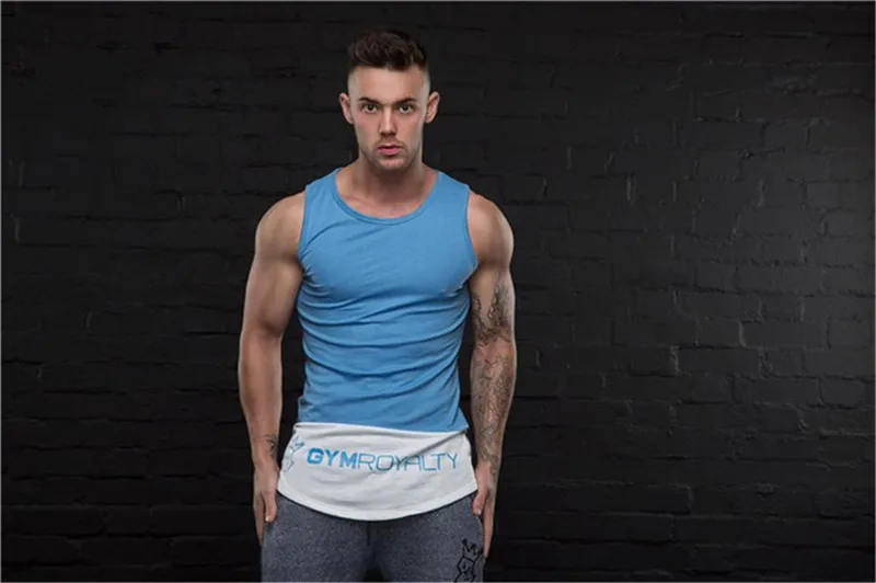 GYMLOCKER Новые мужские топы на бретелях, соединяющие индивидуальность, дышащая тонкая спортивная майка, Мужская одежда, бодибилдинг, фитнес, спортивные мужские майки - Цвет: blue2