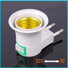 Новый E27 Светодиодные штекер к ЕС Тип Plug Адаптер Конвертер W/ON OFF Button # НОВЫЙ 15280 #1 Шт./лот