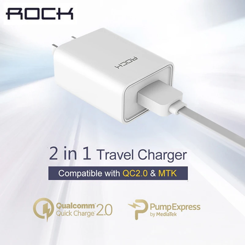 

ROCK Quick Charge 2.0 Phone Charger QC2.0&MTK Quick Charger 2 in 1 Technology 5V 2A 9V 2A 12V 1.5A Universal Fast wall charger