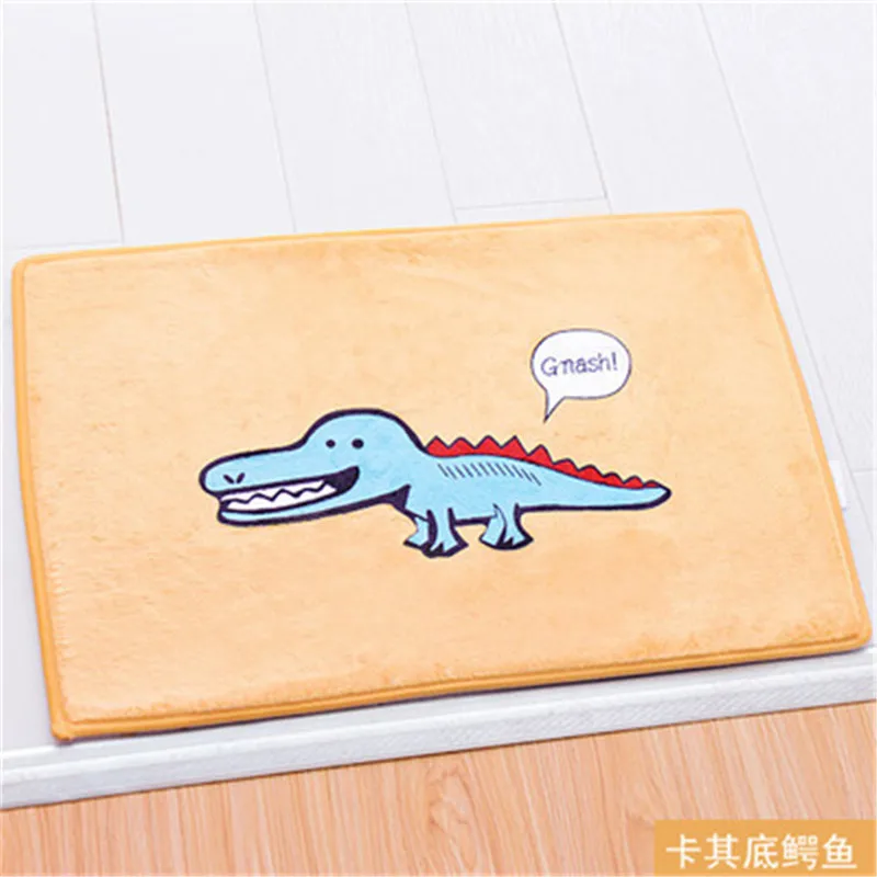 khaki with crocodile 1 шт. около 39x59 см сверхмягкий комфортный нескользящий фланелевый Пол Дверной коврик ковер - Цвет: khaki with crocodile