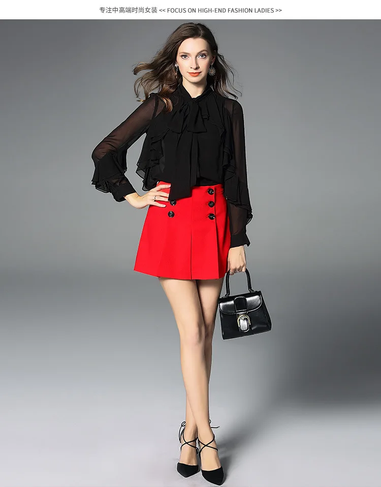 Blusas Feminino 2019 Весна Лето Высокое качество блузка рубашка Женский бант воротник длинный рукав оборки блузка Офисная Женская Однотонная