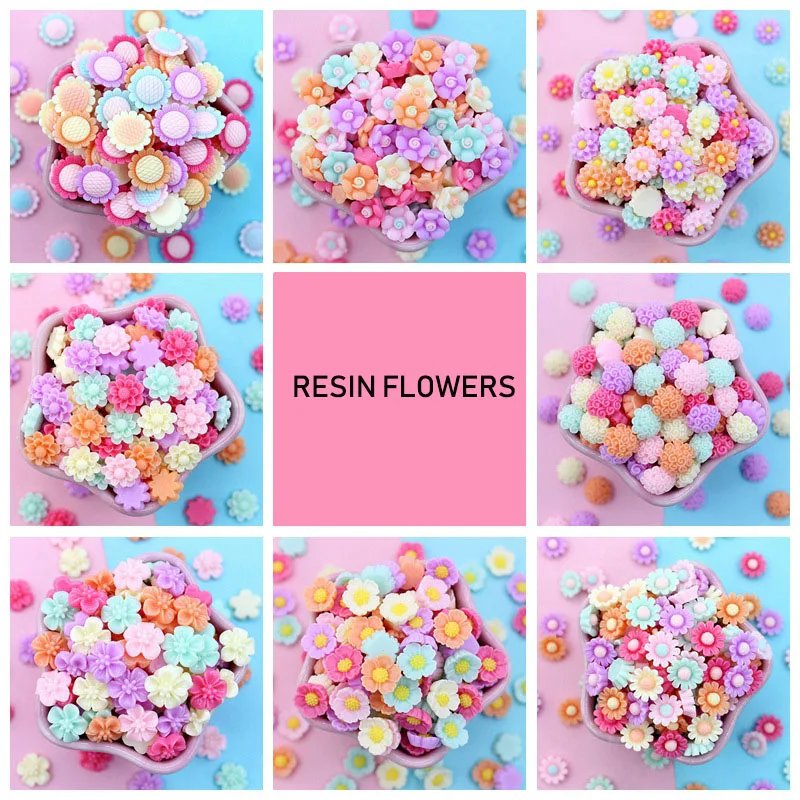 30Pcs 7//8/" 22mm Mixed Resin flatback cabochons Daisy Flower Appliques for Craft