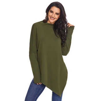 

Female Winter Loose Sweater Women Irregular Turtleneck Knitted Pullover Women Fashion Long Sleeve Loose Tops AA51949