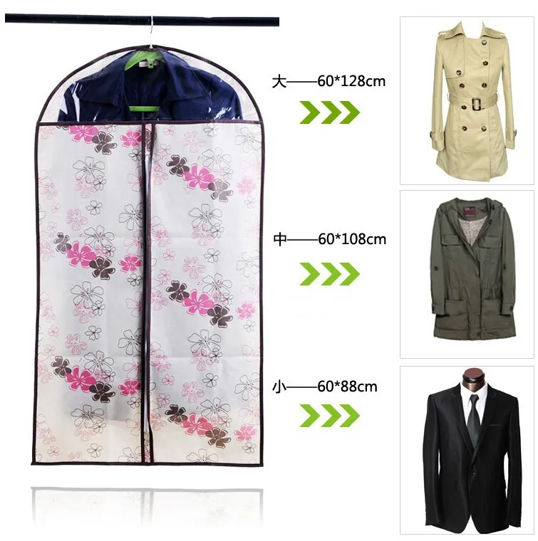 2pc Non Woven Garment Bag Dust Cover Clothes Bag Suit Cover Clothes Wedding Dress Bag Dust Cover Home Organization