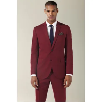 

Custom Made Slim Fit Classic Burgundy Groom Tuxedos Notch Lapel Best Man Suit Groomsman Formal Wedding Suit(jacket+pants) Fr59