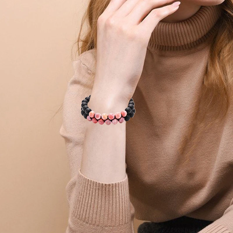 

HIYONG 2019 Novel Design Bracelet Beads Black Natural Stone Bracelet 8 mm Women Fashion Bracelet Charm Beads Handmade Bangles