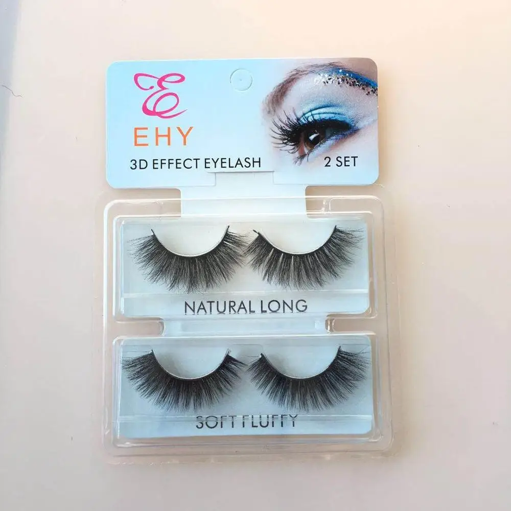 

2 pairs of 3D mink false eyelashes handmade multi-layer three-dimensional false eyelashes natural nude makeup 3D-01