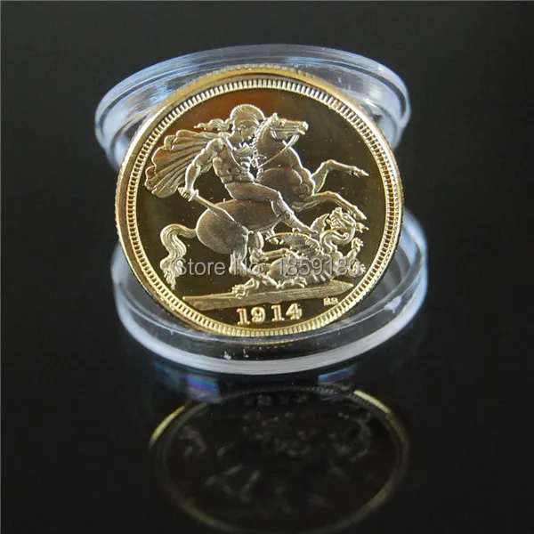 

1914 GOLD GREAT BRITAIN HALF SOVEREIGN GEORGE V COIN, Free Shipping 20pcs/lot