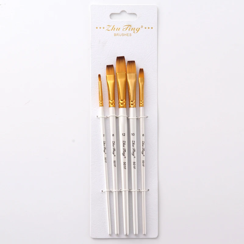 5 шт. нейлоновый набор кистей для рисования с деревянной ручкой Акварельная кисть для рисования маслом Акриловые товары для рукоделия